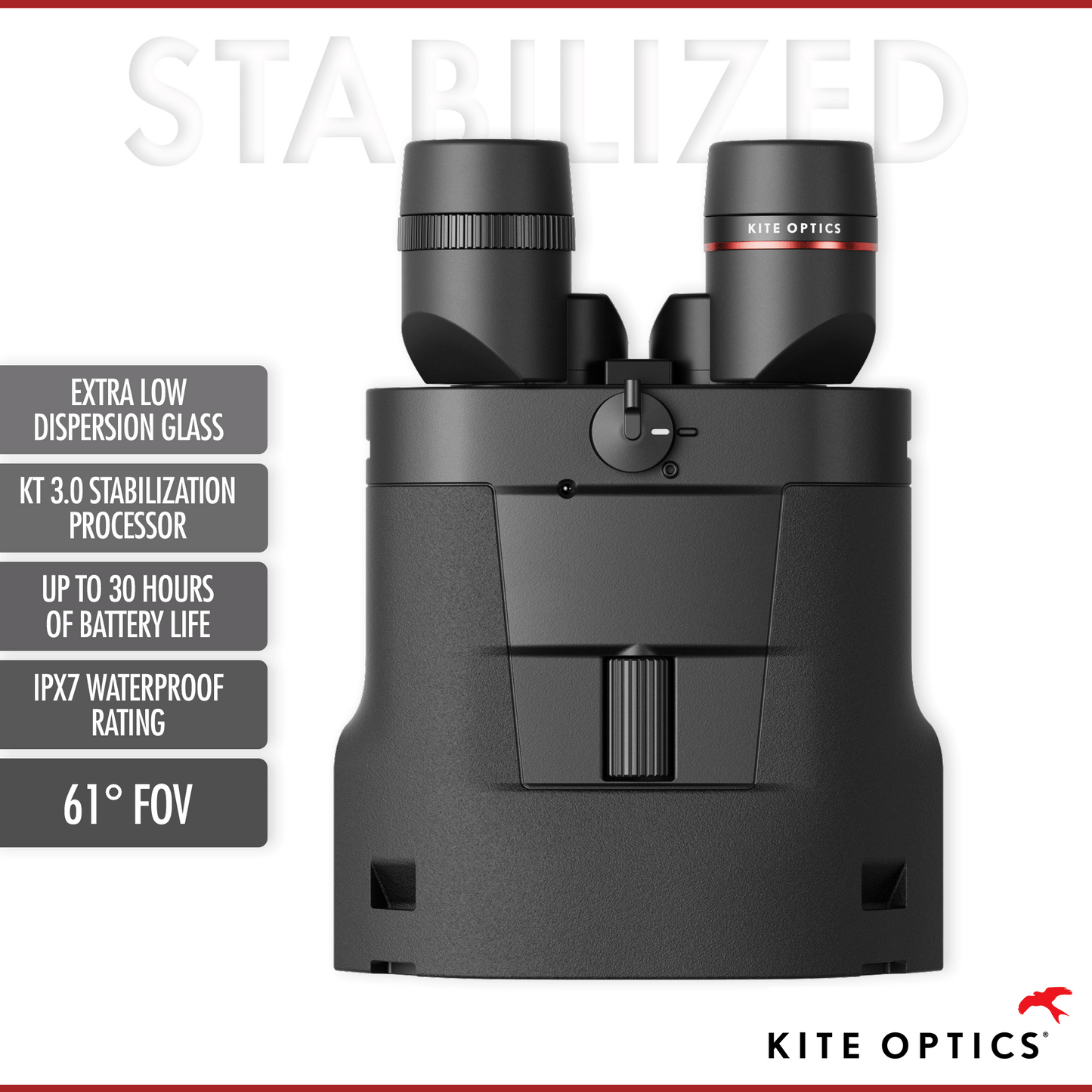 Kite Optics APC 50 - 18x50 Stabilized Binoculars - Li-Ion Battery