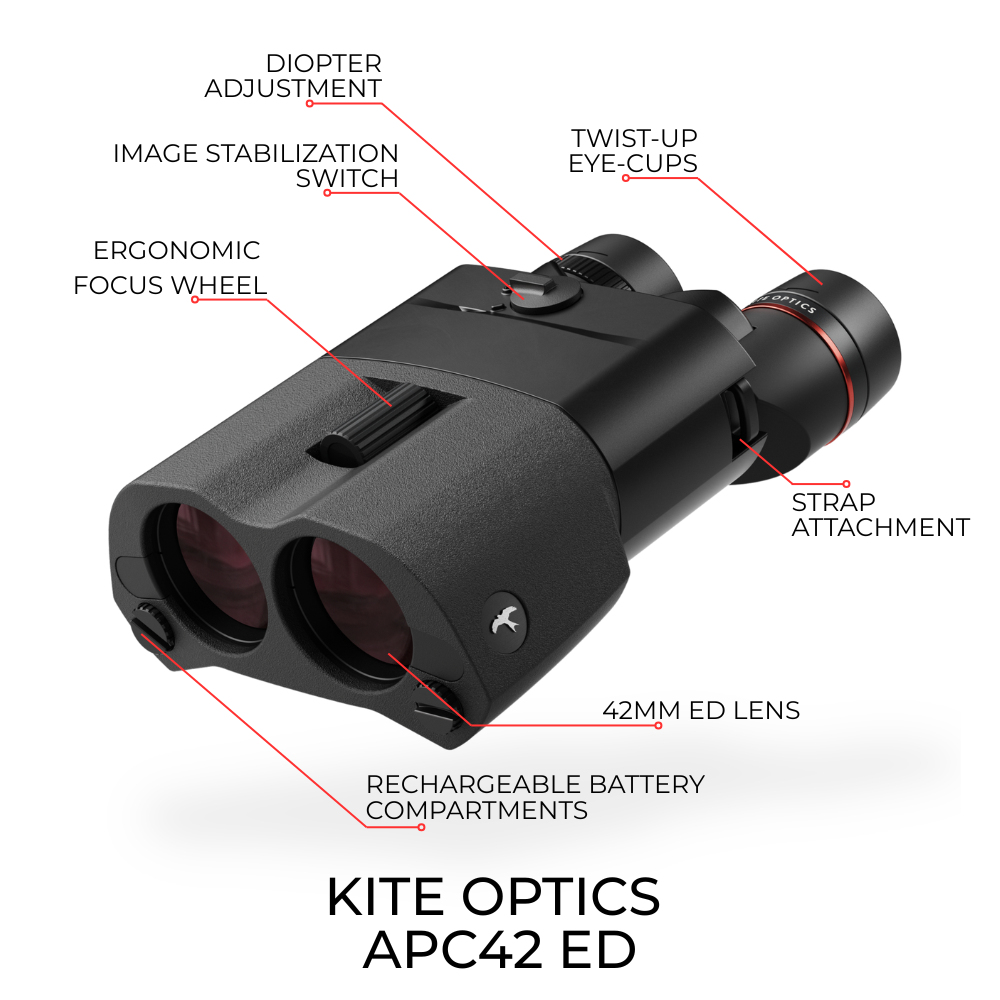 Kite Optics APC 42 ED - 20x42 ED Stabilized Binoculars - AAA Battery