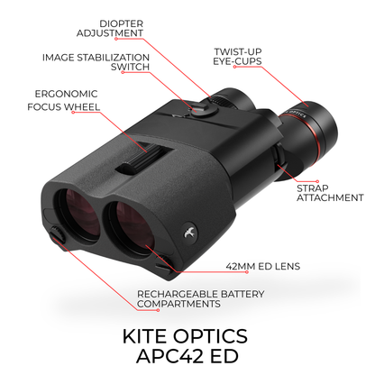 Kite Optics APC 42 ED - 20x42 ED Stabilized Binoculars - AAA Battery