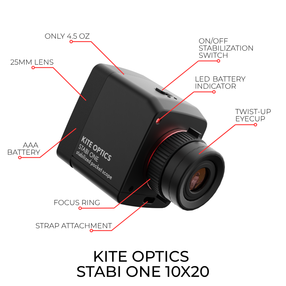 Kite Optics Stabi One - 10x20 Stabilized Monocular -  AAA Battery