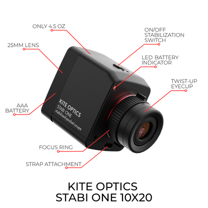 Kite Optics Stabi One - 10x20 Stabilized Monocular -  AAA Battery